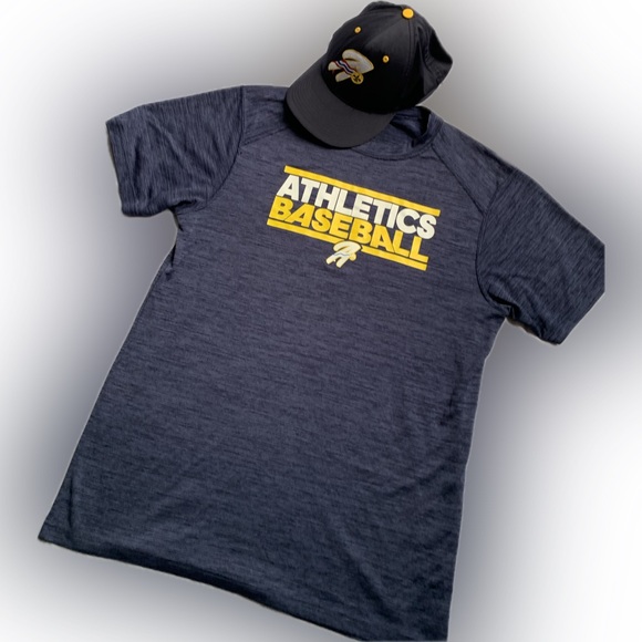 Athletics bundle, dry fit navy blue shirt and hat. Medium, "As" - Picture 1 of 8
